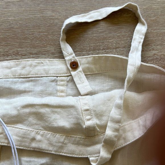 Everlane Button Down Linen Cami Cropped Beige Size 8 - Picture 4 of 7